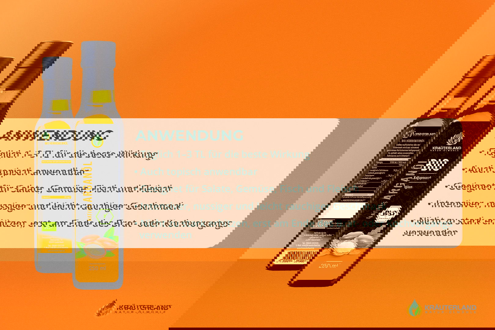 Anwendungstipps für Kräuterland Bio Arganöl – ideal für Salate, Hautpflege und warme Speisen