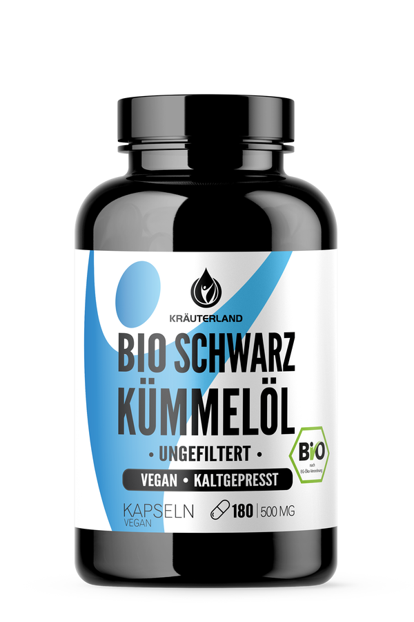 Bio Schwarzkümmelöl Kapseln ungefiltert - 180 Stück Bio Schwarzkümmelöl Kapseln ungefiltert - 180 Stück