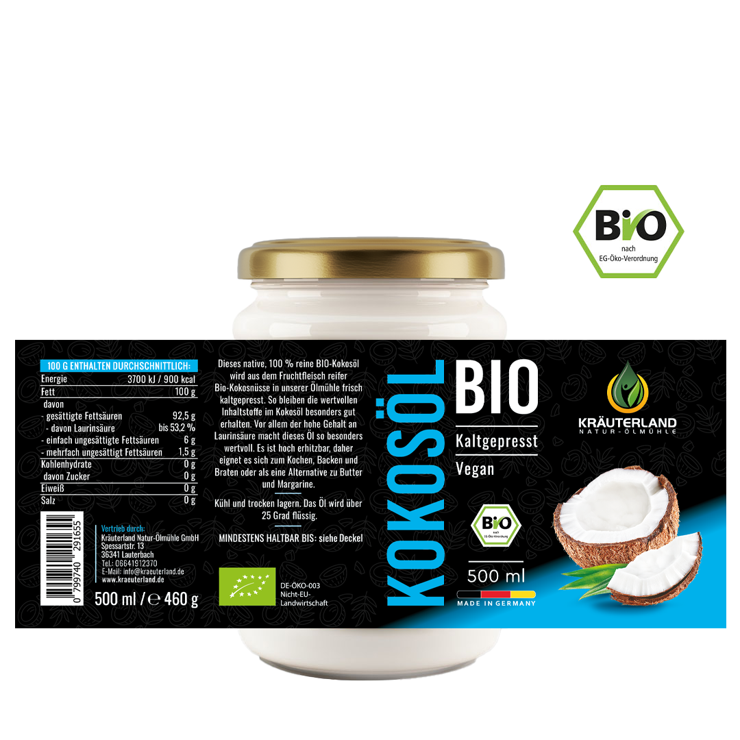 Bio Kokosöl 500 ml Etikett
