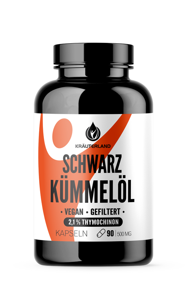 Kräuterland Schwarzkümmelöl-Kapseln vegan gefiltert mit 2,1 Prozent Thymochinon, 90 Kapseln