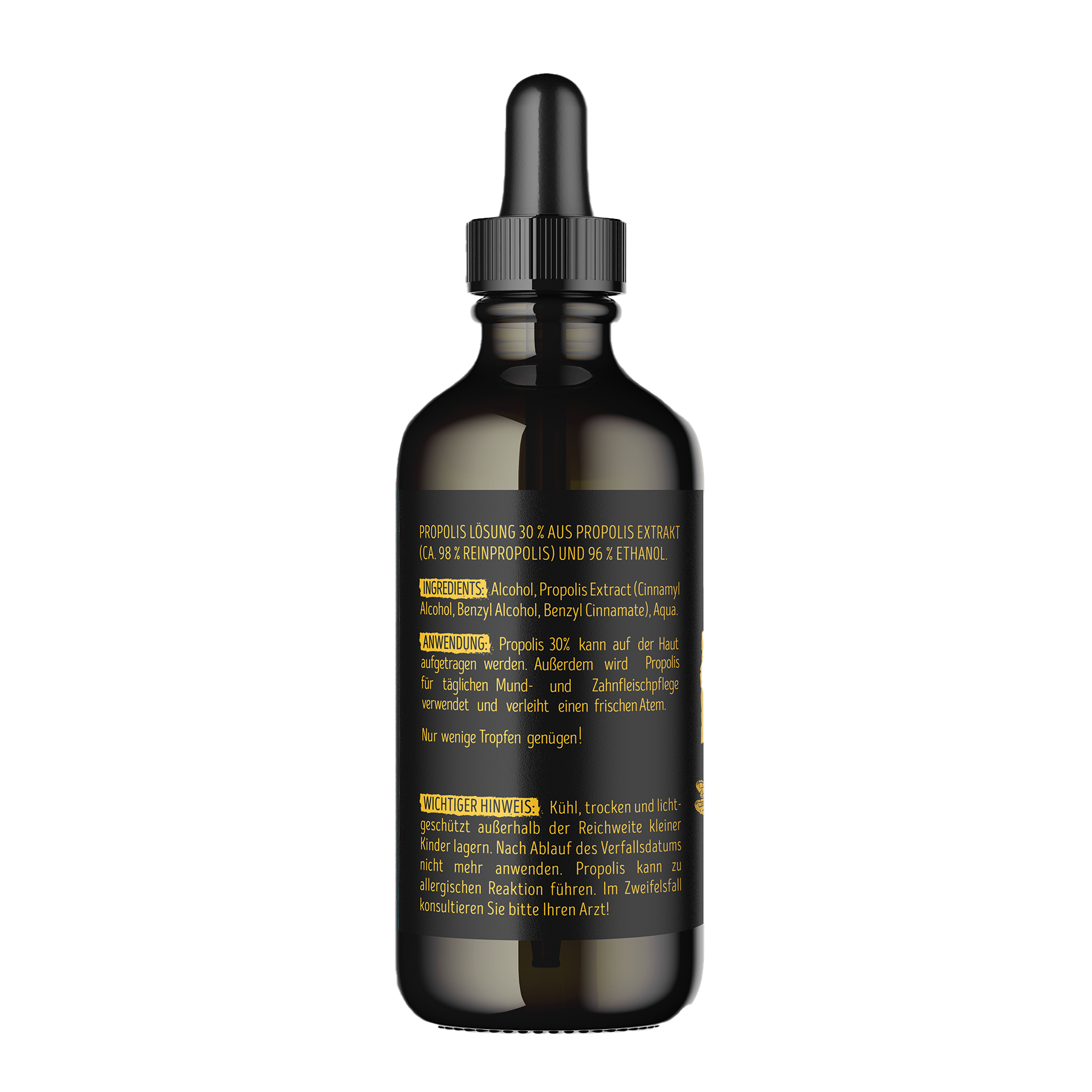 Propolis Tinktur 30 % Rückseite Propolis Tinktur 30 % Rückseite